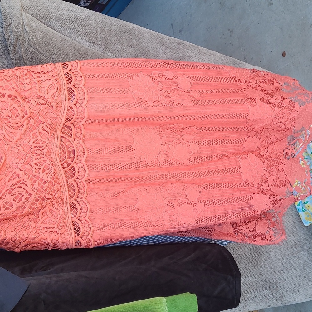 No Boundaries Juniors' High Low Crochet Dress